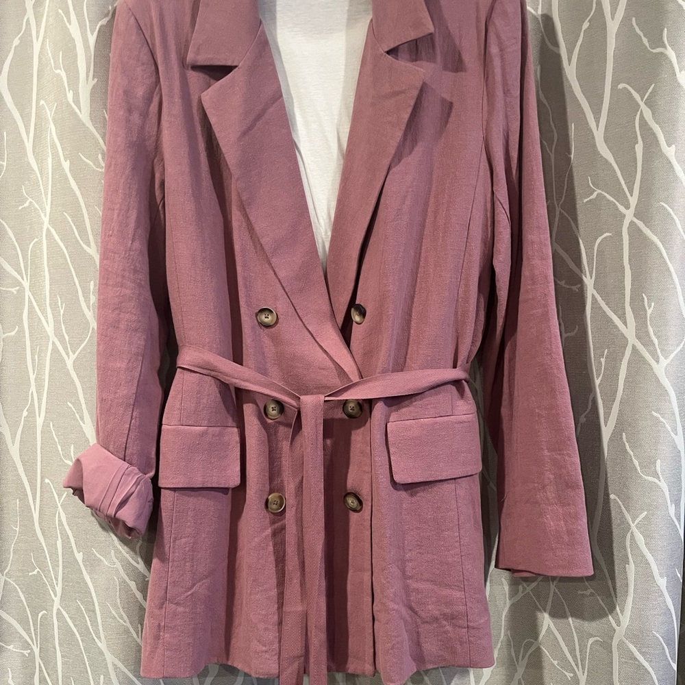 Free People Purple Rose size  M oversized New double breasted belt & pokets